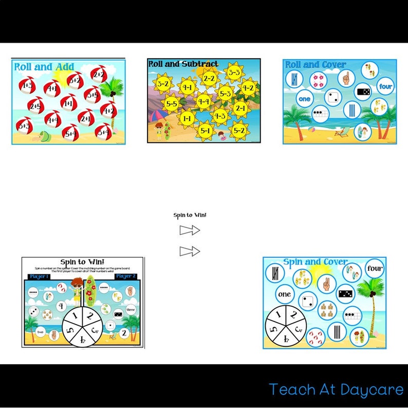 10 Printable Beach Themed Kindergarten Math Center Games and Activities ...
