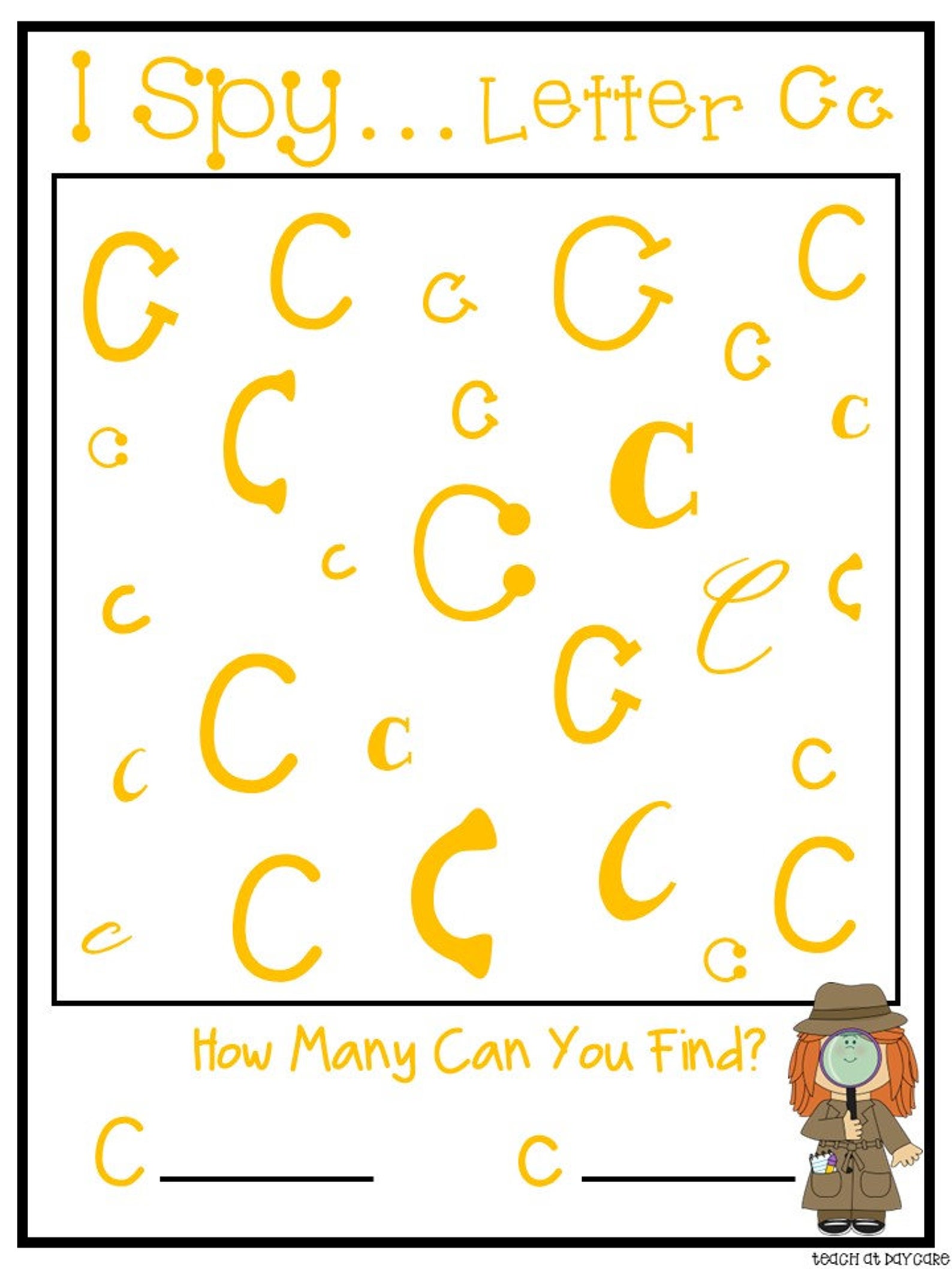 26 Alphabet I Spy Letters A-Z Games and Worksheets. Color & Black and ...