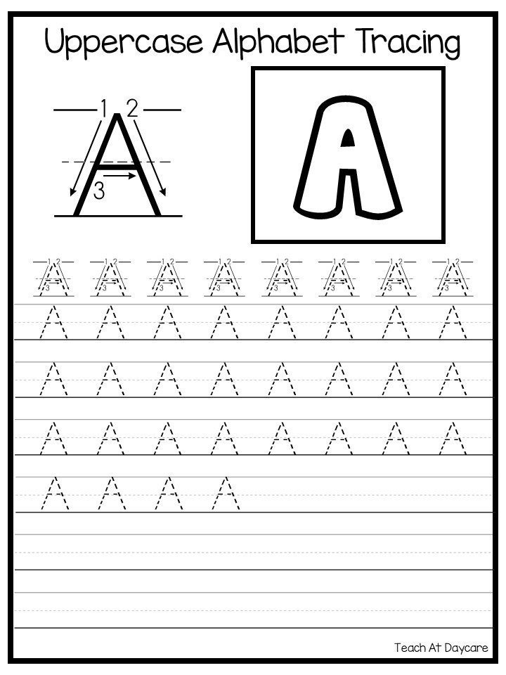 26 printable uppercase alphabet tracing worksheets etsy