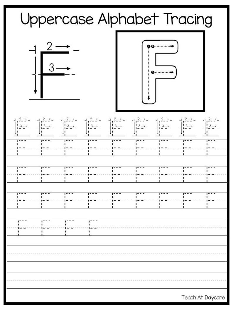 26 printable uppercase alphabet tracing worksheets etsy