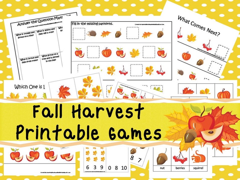 30 Fall Harvest Games Download. Games and Activities in PDF files. image 1