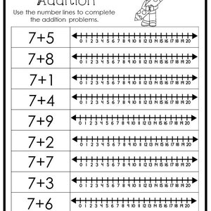 15 printable number line adding worksheets numbers 1 10