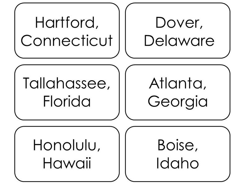 50 States and Capitals Printable Flashcards. US Geography and - Etsy