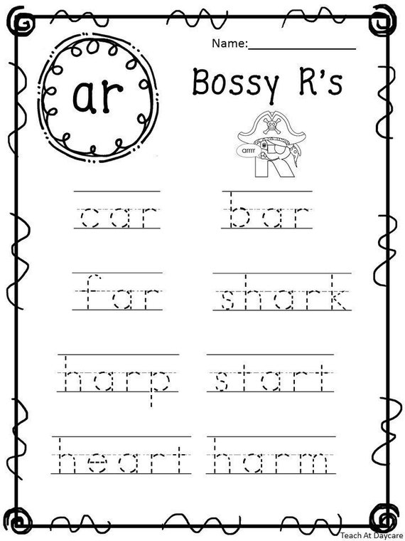 10 printable r controlled vowel trace the words worksheets etsy
