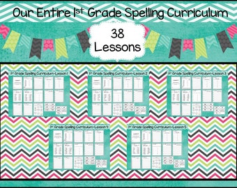 1st Grade Spelling Curriculum Unit. 38 Weekly Lessons. Prints 570 pages.