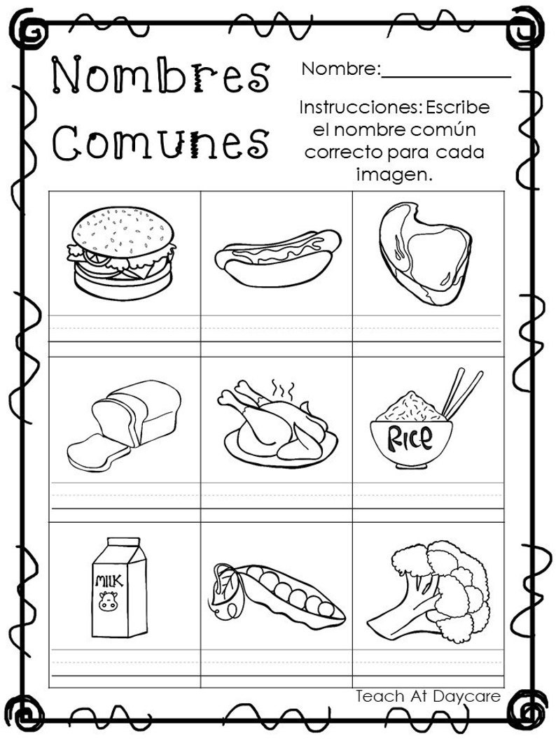 10 Printable Spanish Common Nouns Worksheets. ESL. ELA. | Etsy