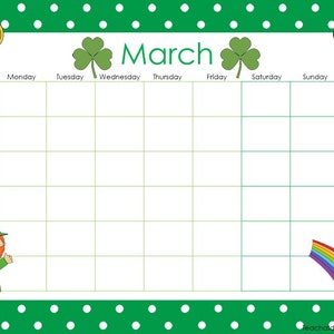 12 Printable Blank Themed Monthly Calendars. Preschool and Elementary ...
