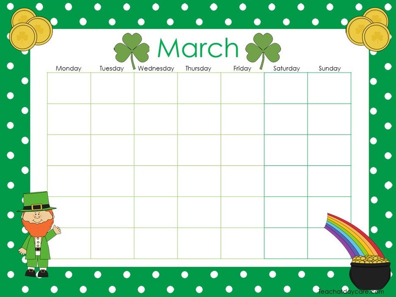 12 Printable Blank Themed Monthly Calendars. Preschool and - Etsy