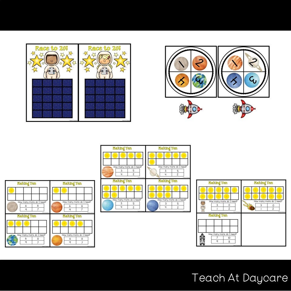 10 Printable Space Themed Kindergarten Math Center Games and Activities ...