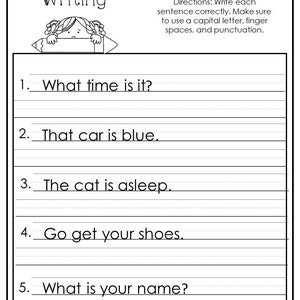10 printable write the sentence worksheets 1st 3rd grade ela etsy