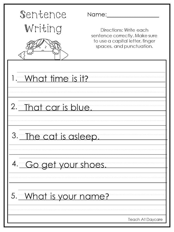 10 printable write the sentence worksheets 1st 3rd grade ela etsy