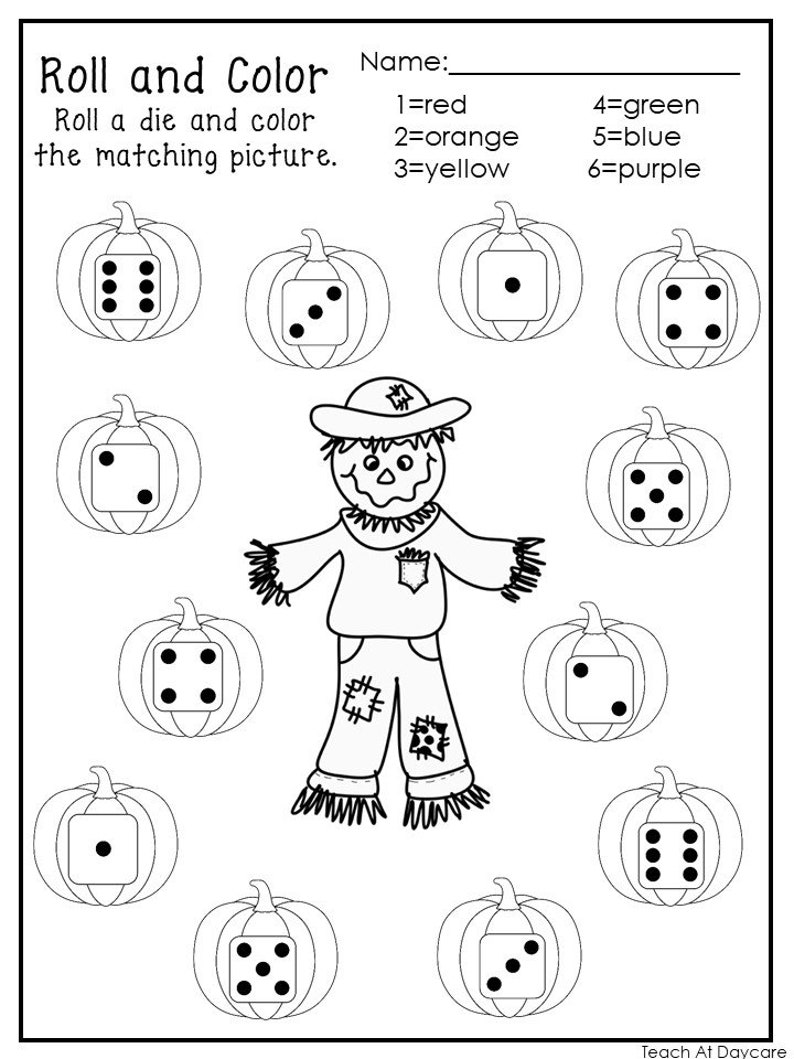 20 Printable Roll and Color Worksheets. Numbers 1-6. | Etsy
