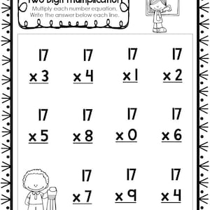 15 Printable Two Digit Multiplication Worksheets. Numbers 10-20. 2nd ...