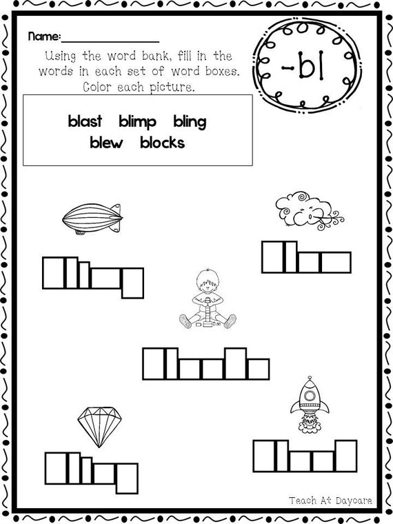 20 printable blends box writing worksheets kindergarten 2nd etsy singapore