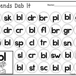 20 Printable Blends Dab It Worksheets. Kindergarten-2nd Grade ELA Worksheets.