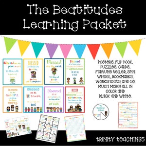 The Beatitudes Learning Packet. Activities and Worksheets. Color and Black & White.