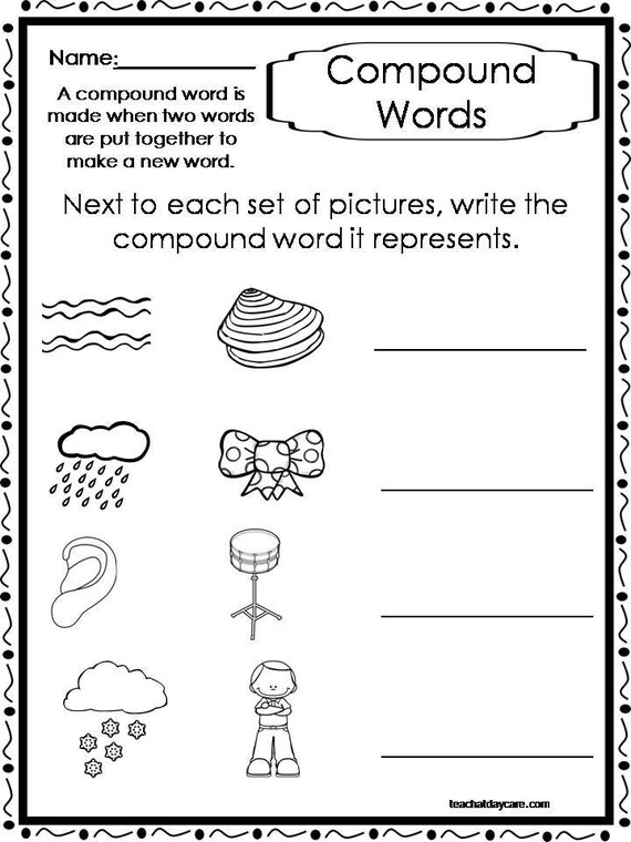 10 printable compound word worksheets 1st 2nd grade ela etsy