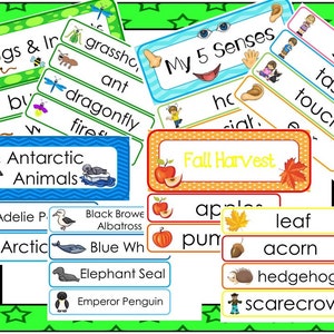 Descarga de 50 muros de palabras con temas semanales del aula. Preescolar-Kindergarten. Muros de palabras temáticos en archivos PDF.