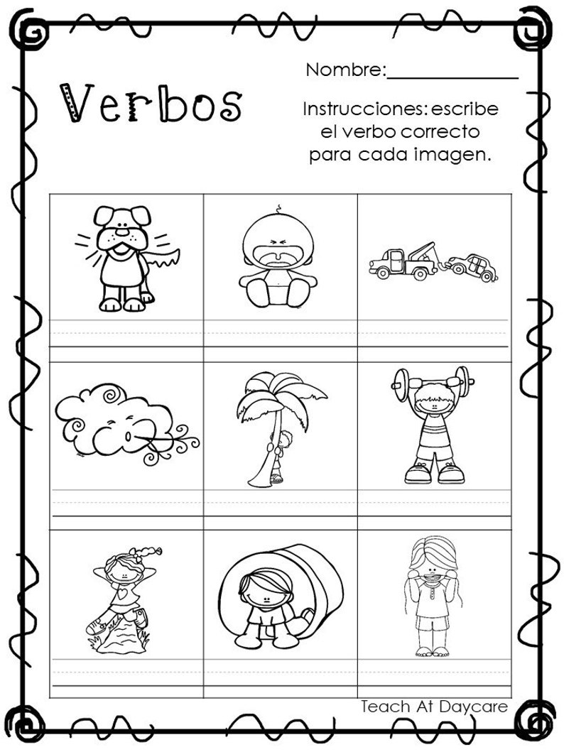 6 Printable Spanish Verbs Worksheets. - Etsy