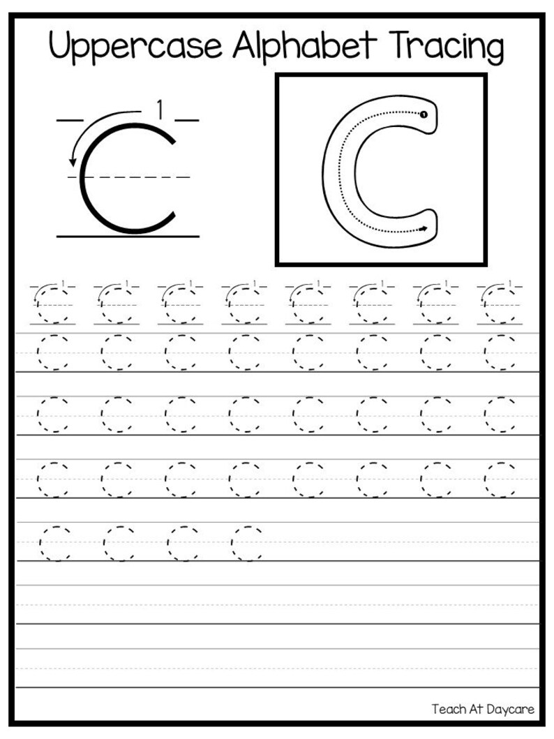 26 printable uppercase alphabet tracing worksheets etsy