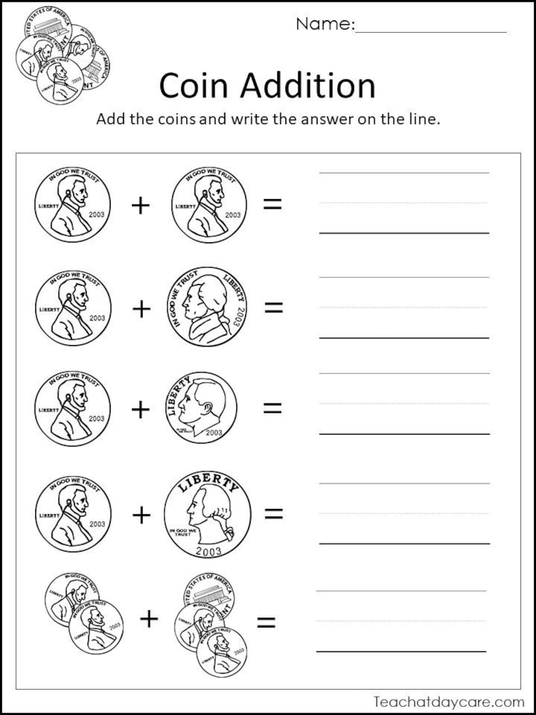 Printable Coins Worksheets