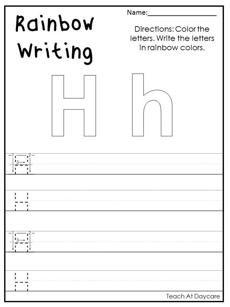 26 printable alphabet rainbow trace the letters worksheets