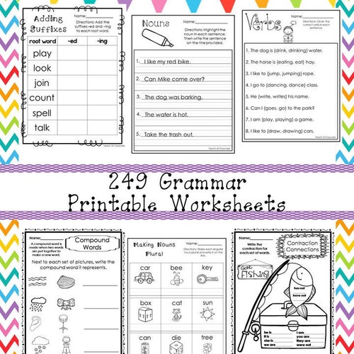 249 Grammar Worksheets Download. 1st-3rd Grade ELA. ZIP File ...