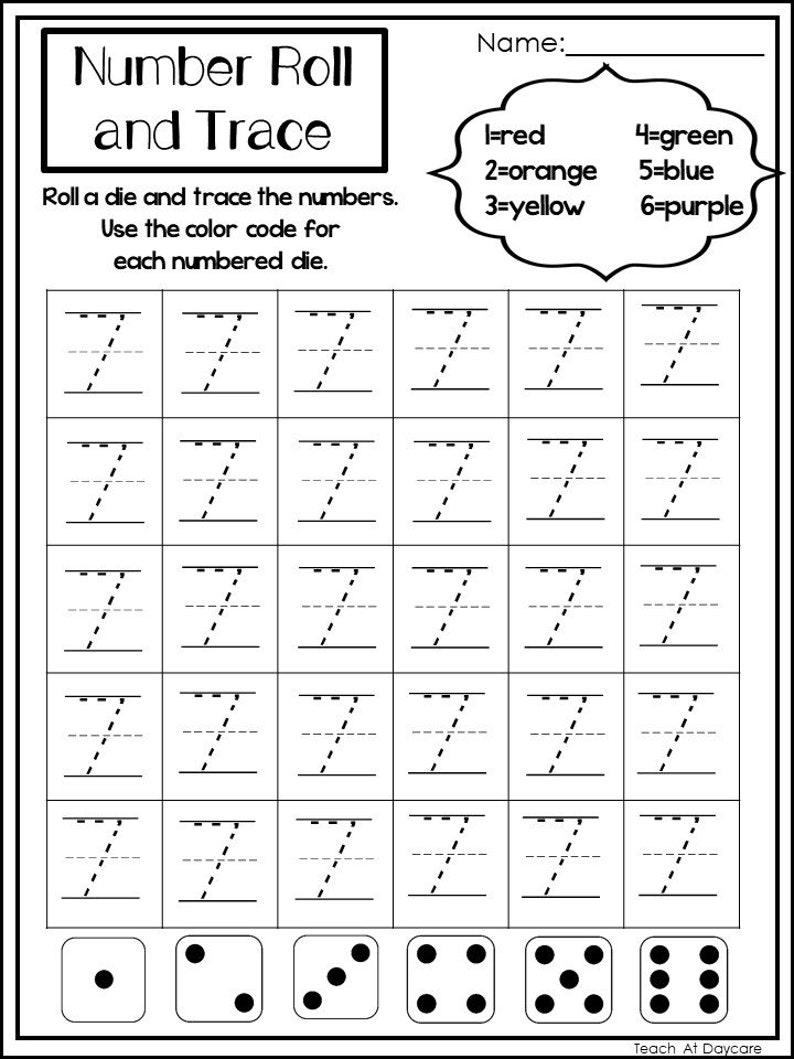 0 100 numbers roll and trace printable worksheets in a pdf etsy
