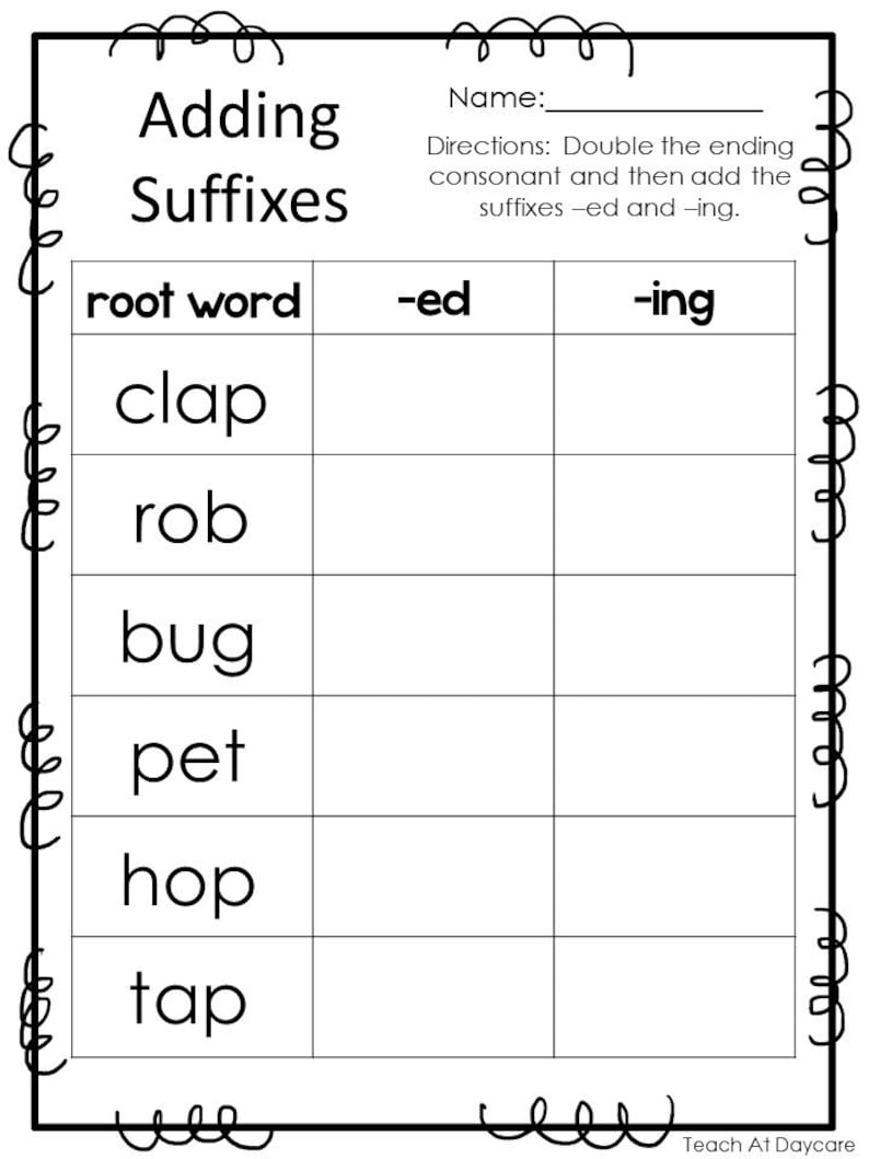 10 Printable Adding Suffixes Worksheets. 1st-2nd Grade ELA | Etsy