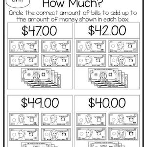 25 Circle the Correct Amount of Money Worksheets. Kindergarten Thru 3rd ...