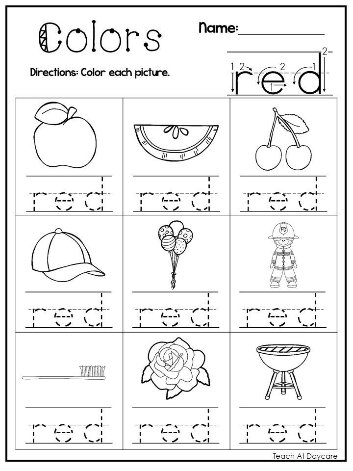 11 Color the Picture and Trace the Color Words Worksheets. - Etsy Canada