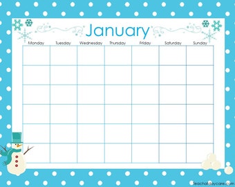 12 Printable Blank Themed Monthly Calendars.  Preschool and Elementary school supplies and  bulletin board supplies.