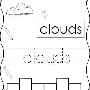 10 hojas de trabajo imprimibles con temas meteorológicos. Color, lectura, calco, escritura tipo buzón. Actividad científica de preescolar y jardín de infantes.