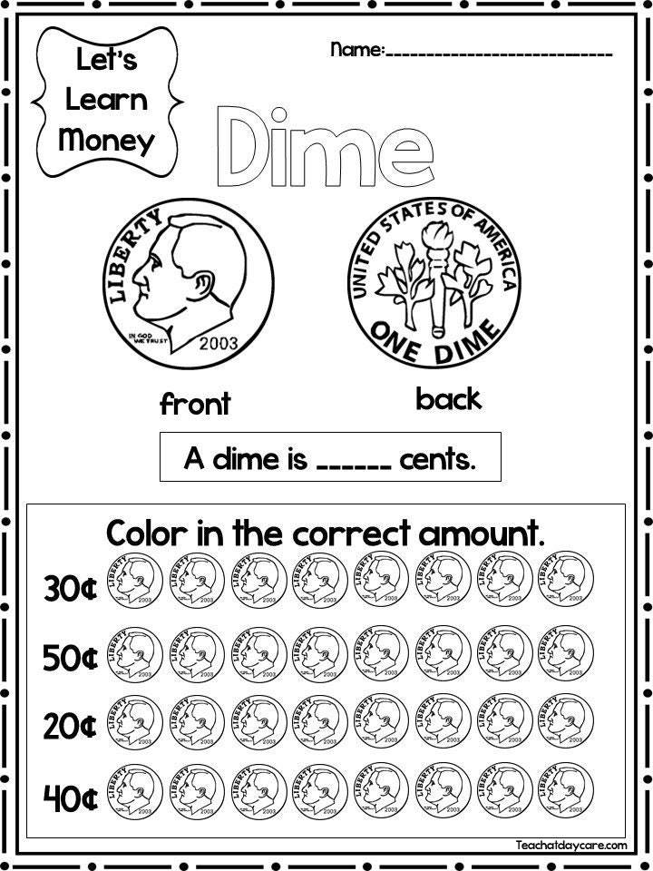 12 Printable Let's Learn Money Worksheets. Kdg.2nd Grade | Etsy