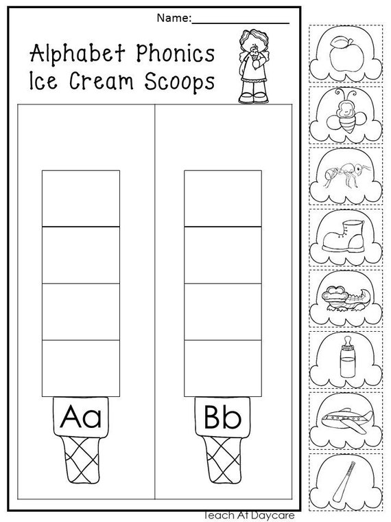 13 printable alphabet ice cream scoops worksheets. preschool-kdg phonics. -  etsy canada