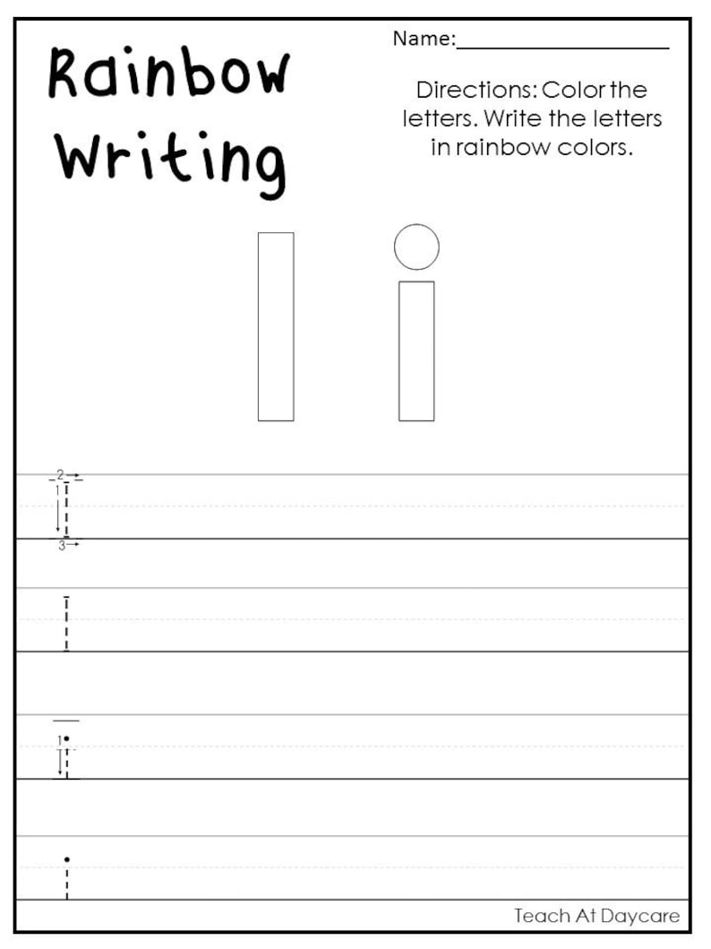 26 printable alphabet rainbow trace the letters worksheets etsy