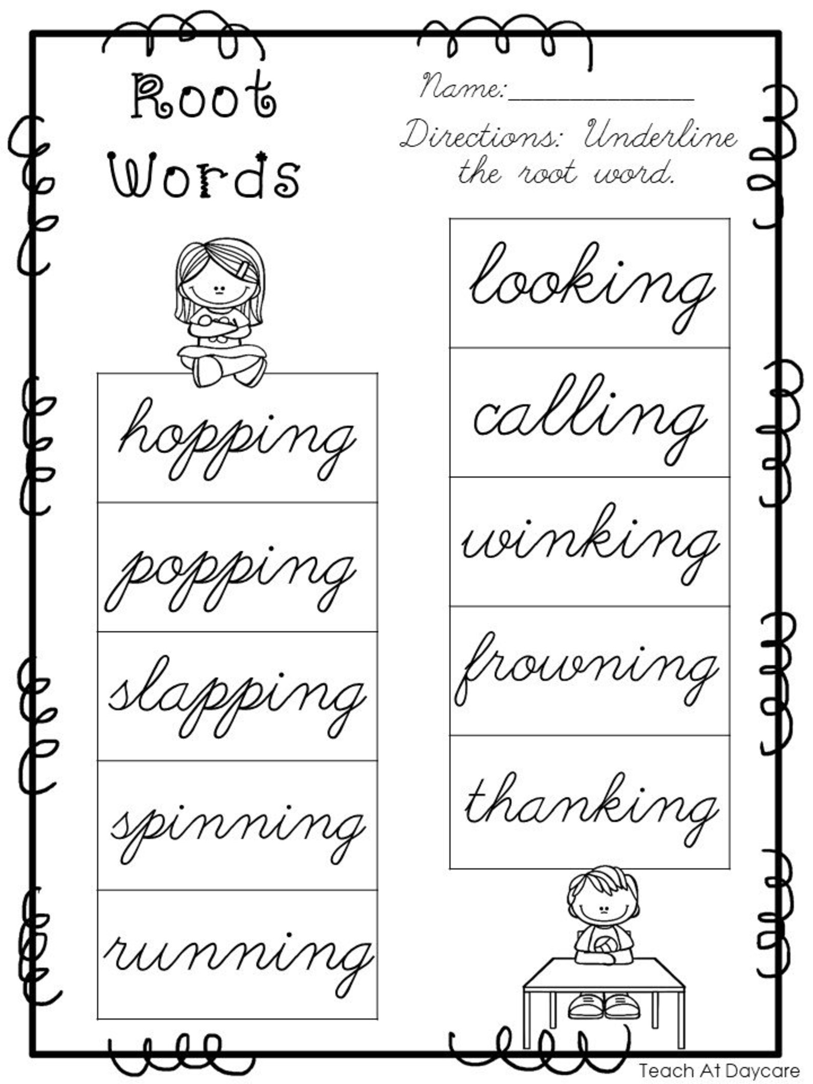 10 Printable Cursive Root Words Worksheets. 1st-3rd Grade ELA ...