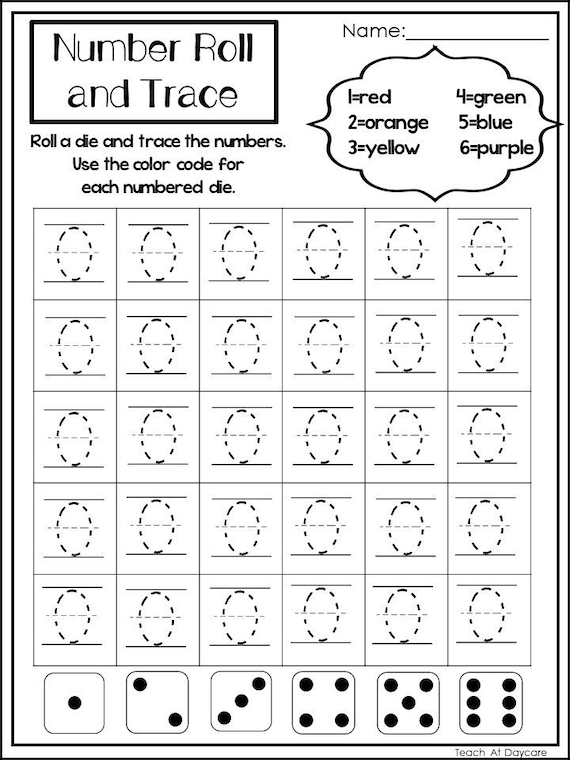 0 100 numbers roll and trace printable worksheets in a pdf etsy