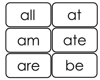 52 Printable Dolch Primer Sight Word Flashcards. Kindergarten Sight Words.