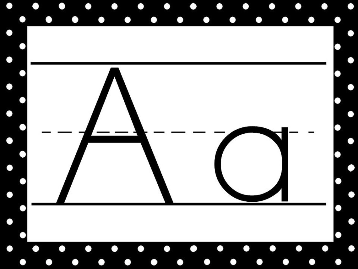 26 printable black and white polka dot alphabet posters 8x10 etsy