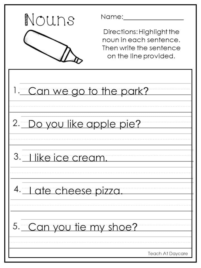 10-printable-highlight-the-nouns-worksheets-1st-2nd-grade-ela-etsy