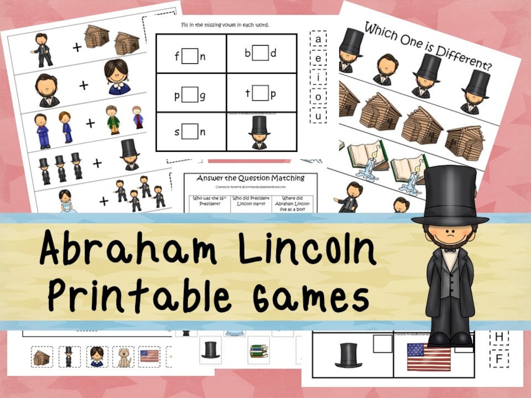 30 Abraham Lincoln Games Download. Games and Activities in PDF