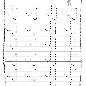 May include: A printable worksheet with the letter "J" in dotted lines for tracing. The worksheet has the title "Trace the letters" and a cartoon of a girl jumping rope.