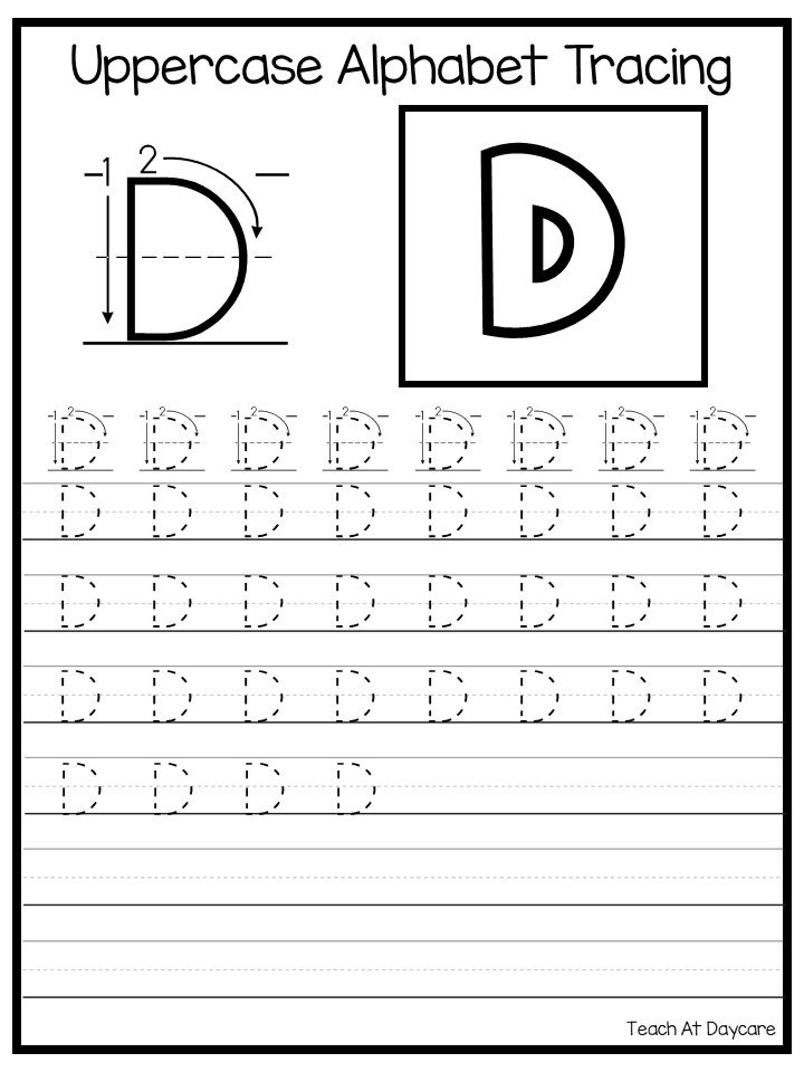 26 Printable Uppercase Alphabet Tracing Worksheets. - Etsy Australia