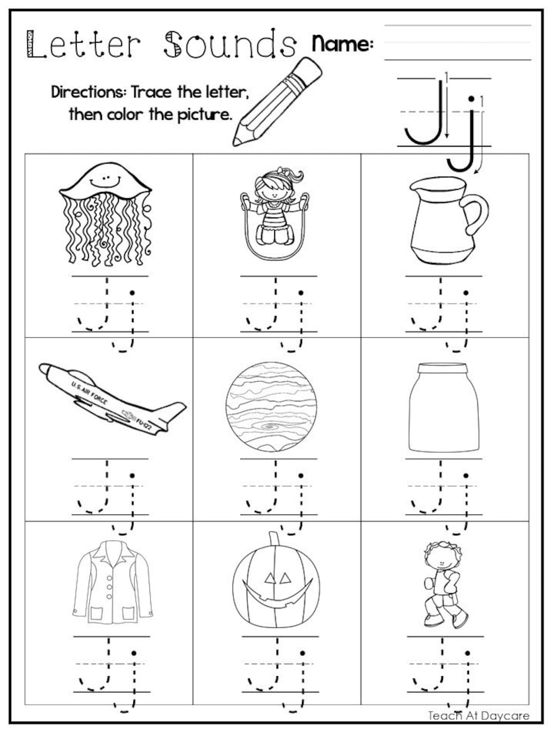 26 printable alphabet letter sounds worksheets preschool kdg etsy