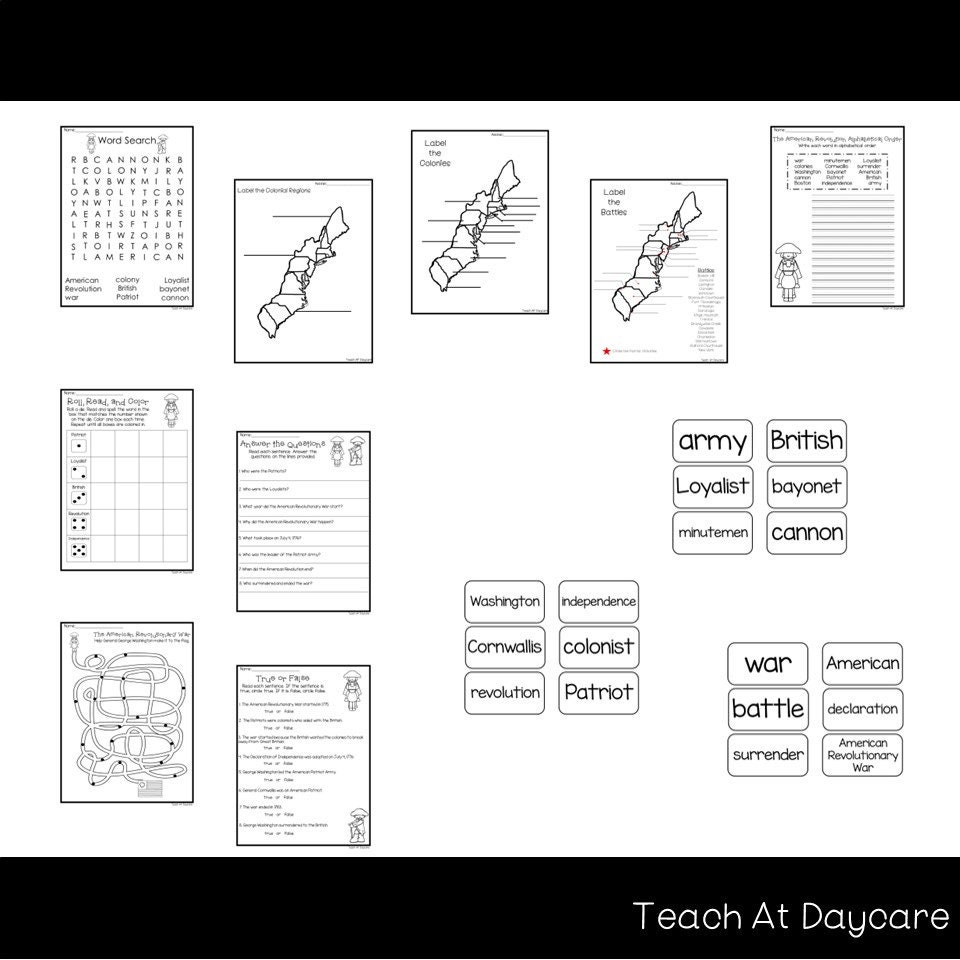 De educatieve studie-eenheid van de Amerikaanse Revolutionaire Oorlog.  Werkbladen en activiteiten. Amerikaanse geschiedenis. Amerikaanse  aardrijkskunde. - Etsy België, image size:960x960