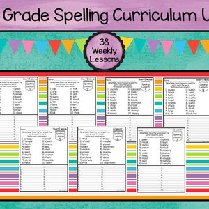 3rd Grade Spelling Curriculum Unit. 38 Weekly Lessons. Prints 570 pages.