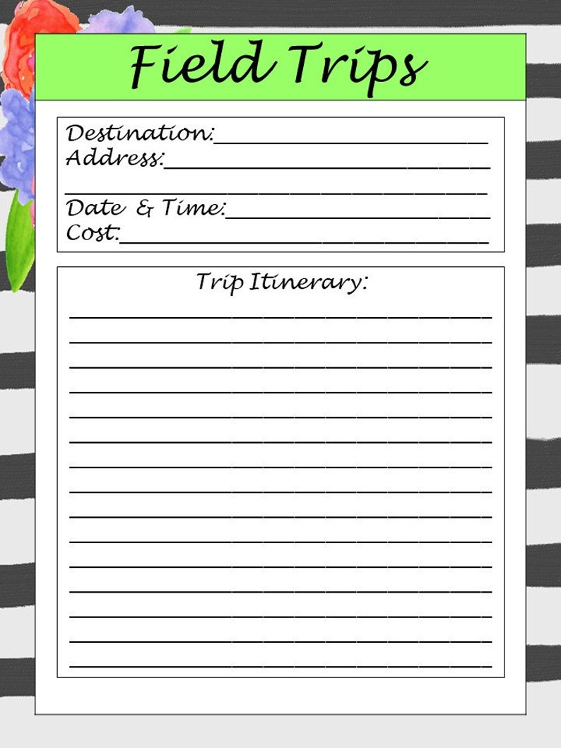 Printable Floral Homeschool Planner. Lesson plans, schedules, calendars, notes, field trips, and meal planning. image 6