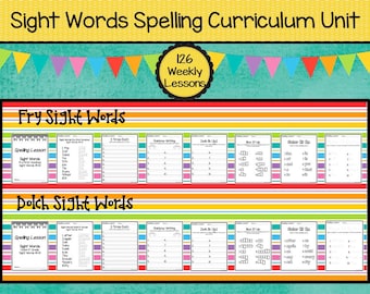 Sight Word Spelling Curriculum Unit. 126 Weekly Lessons. Prints 1,890 pages.