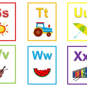 26 Printable Alphabet Flash Cards. Full color flash cards. Preschool learning activity for daycare children. image 4